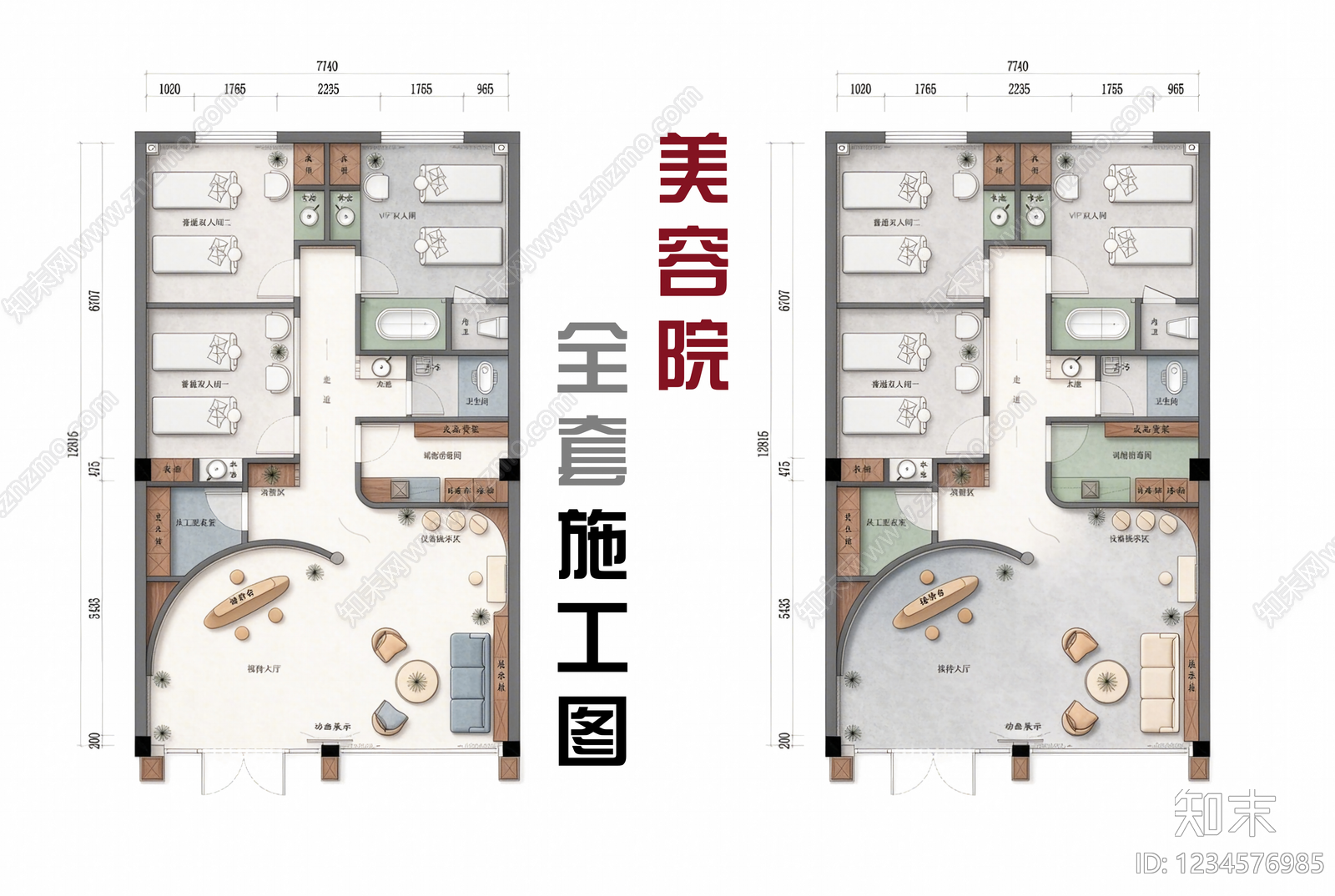 美容院cad施工图下载【ID:1234576985】