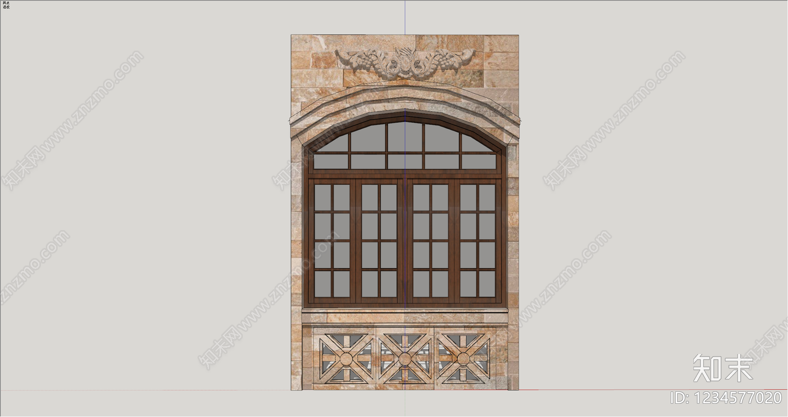 欧式古建窗户组合SU模型下载【ID:1234577020】