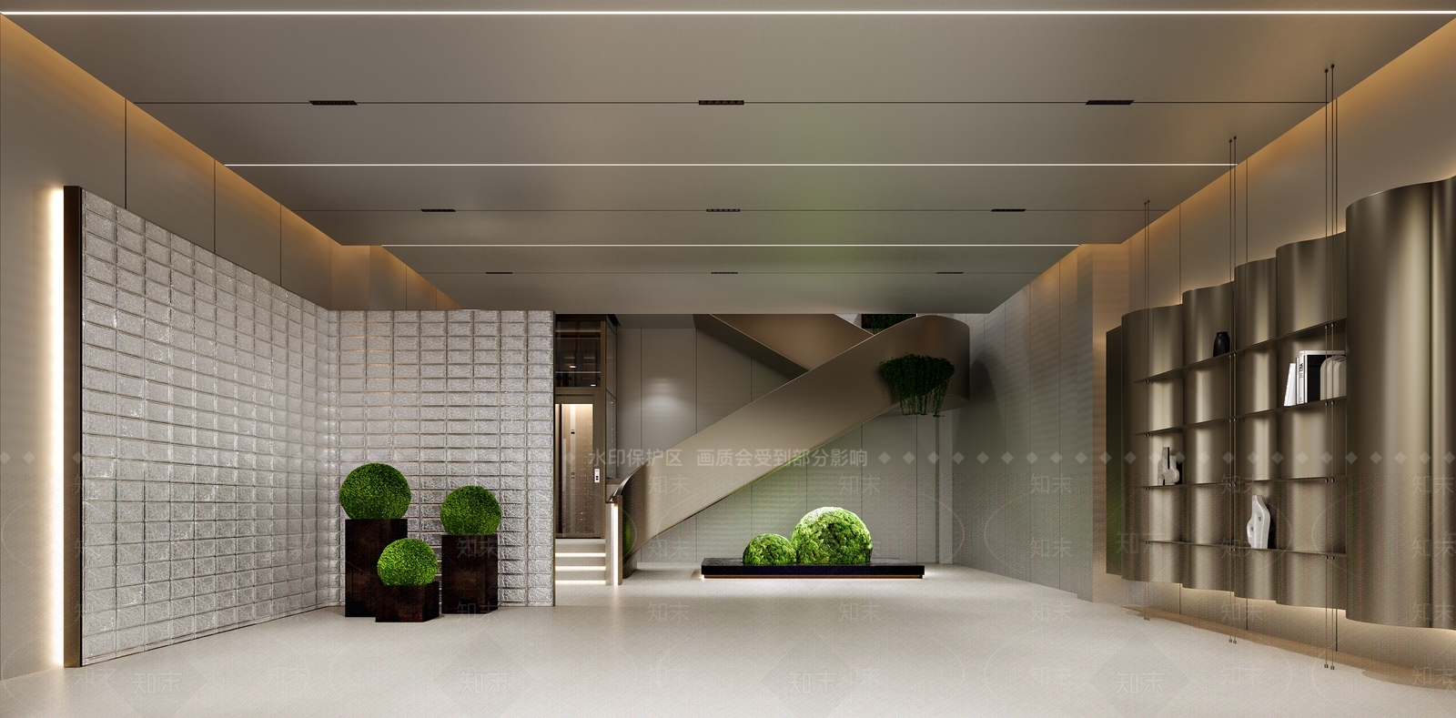 意式极简办公大厅3D模型下载【ID:1234577168】