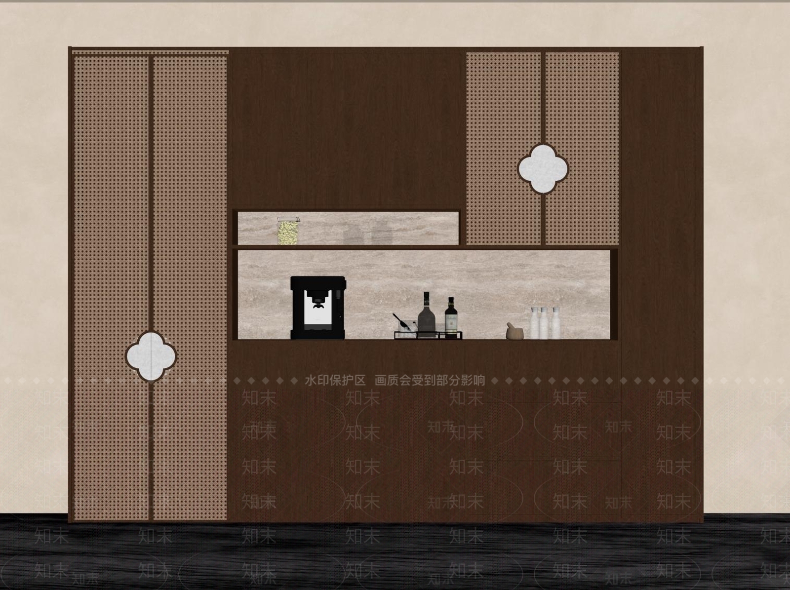 新中式酒柜SU模型下载【ID:1234579541】