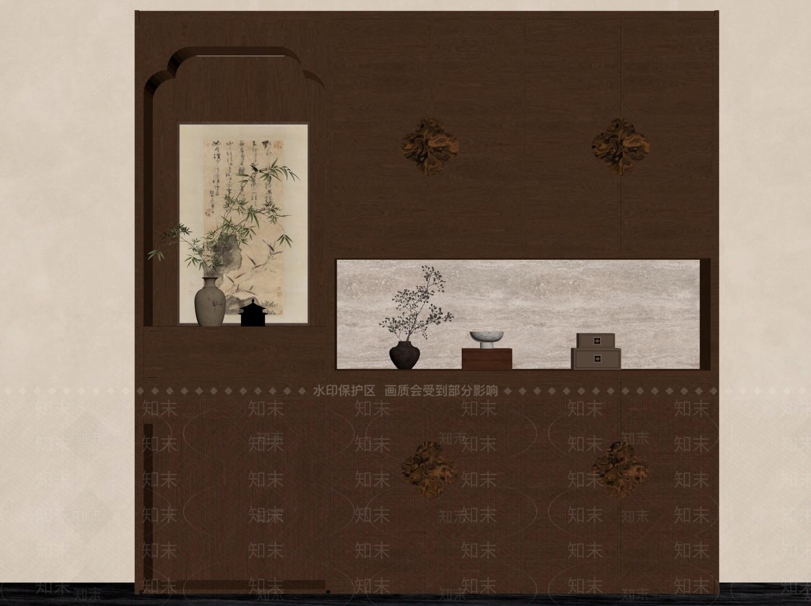 新中式鞋柜SU模型下载【ID:1234580161】