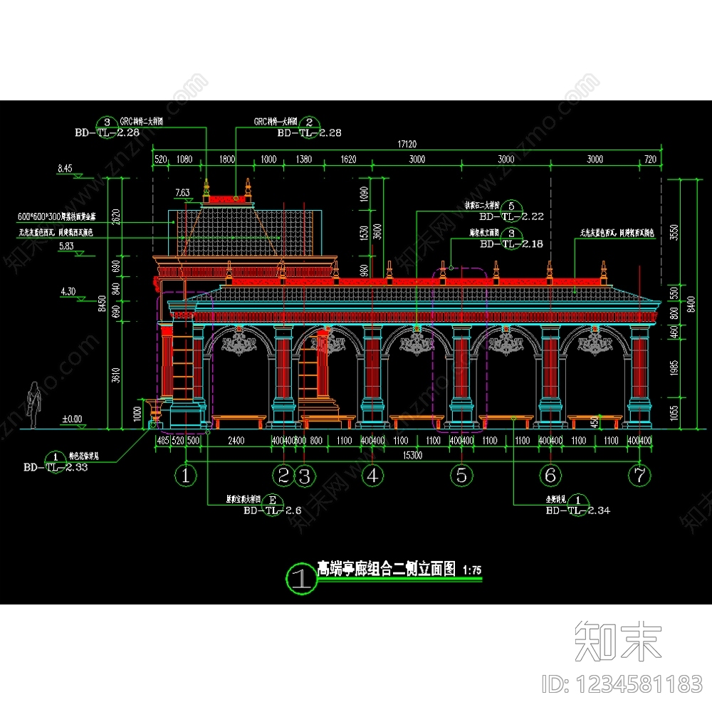 廊架cad施工图下载【ID:1234581183】