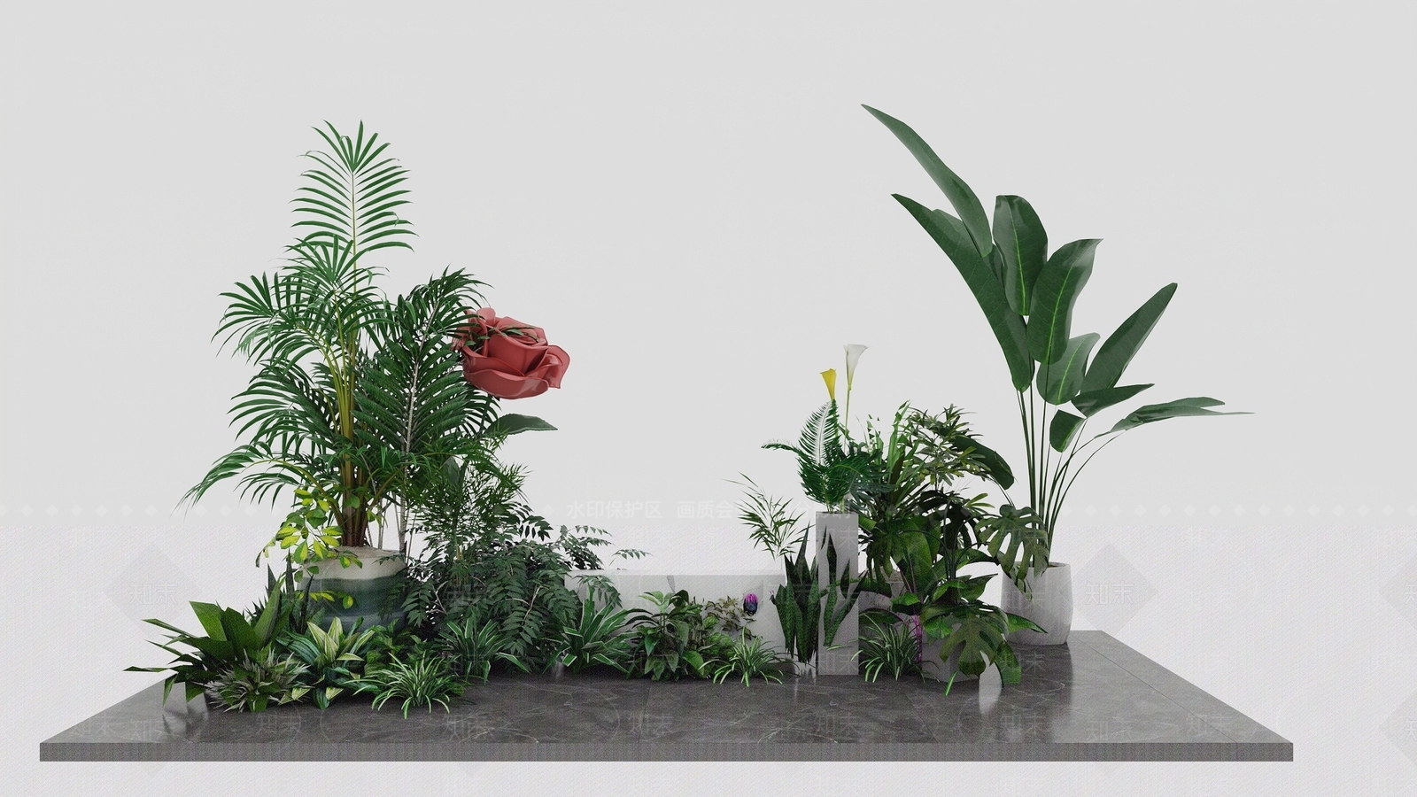 现代植物组合SU模型下载【ID:1234580673】