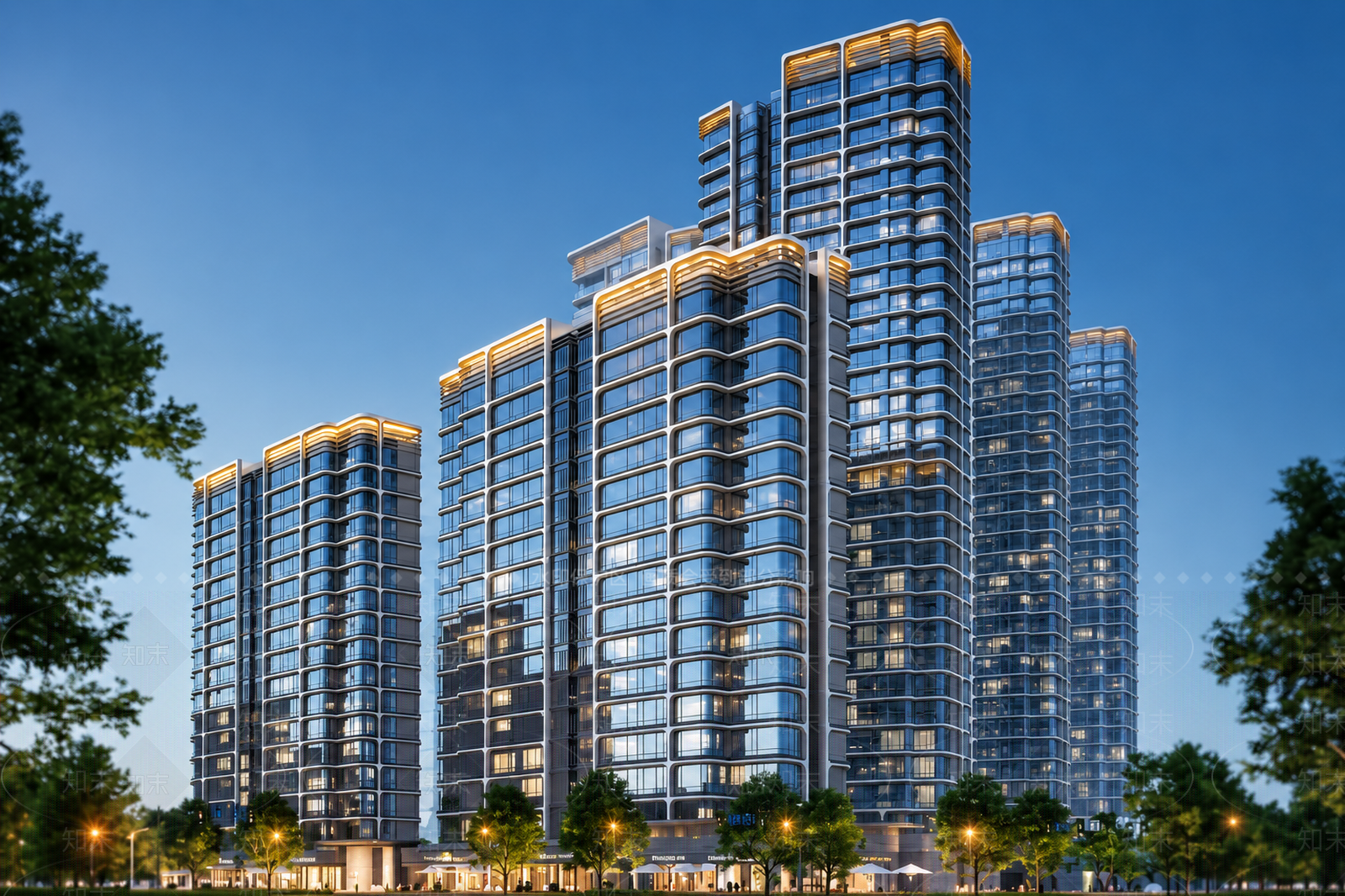 现代主义小区建筑SU模型下载【ID:1234583035】