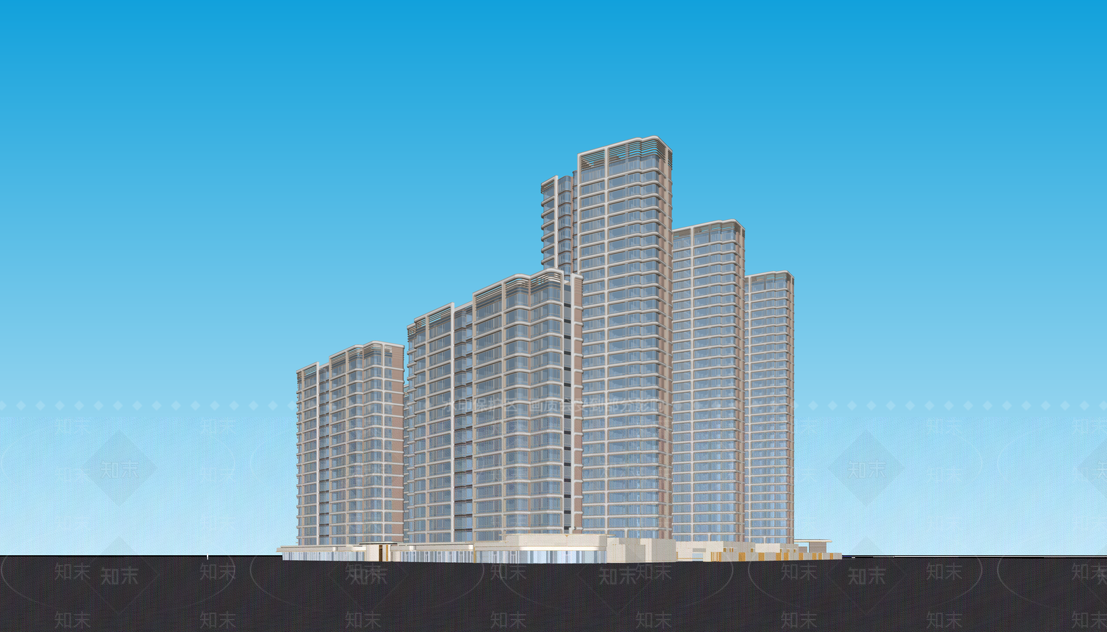 现代主义小区建筑SU模型下载【ID:1234583035】