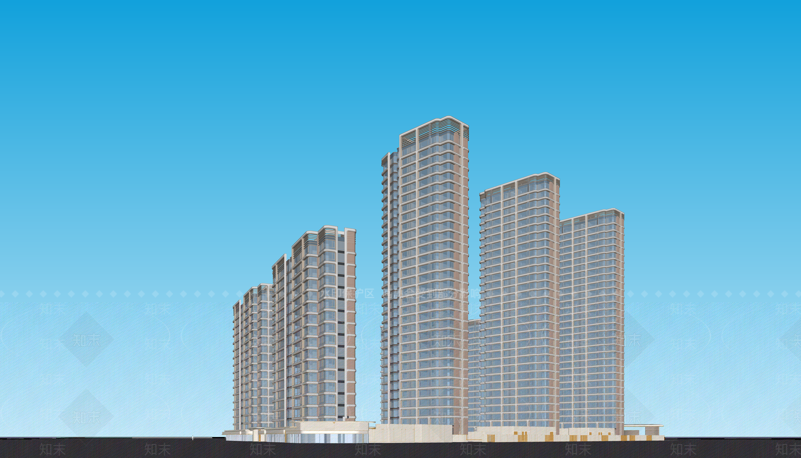 现代主义小区建筑SU模型下载【ID:1234583035】