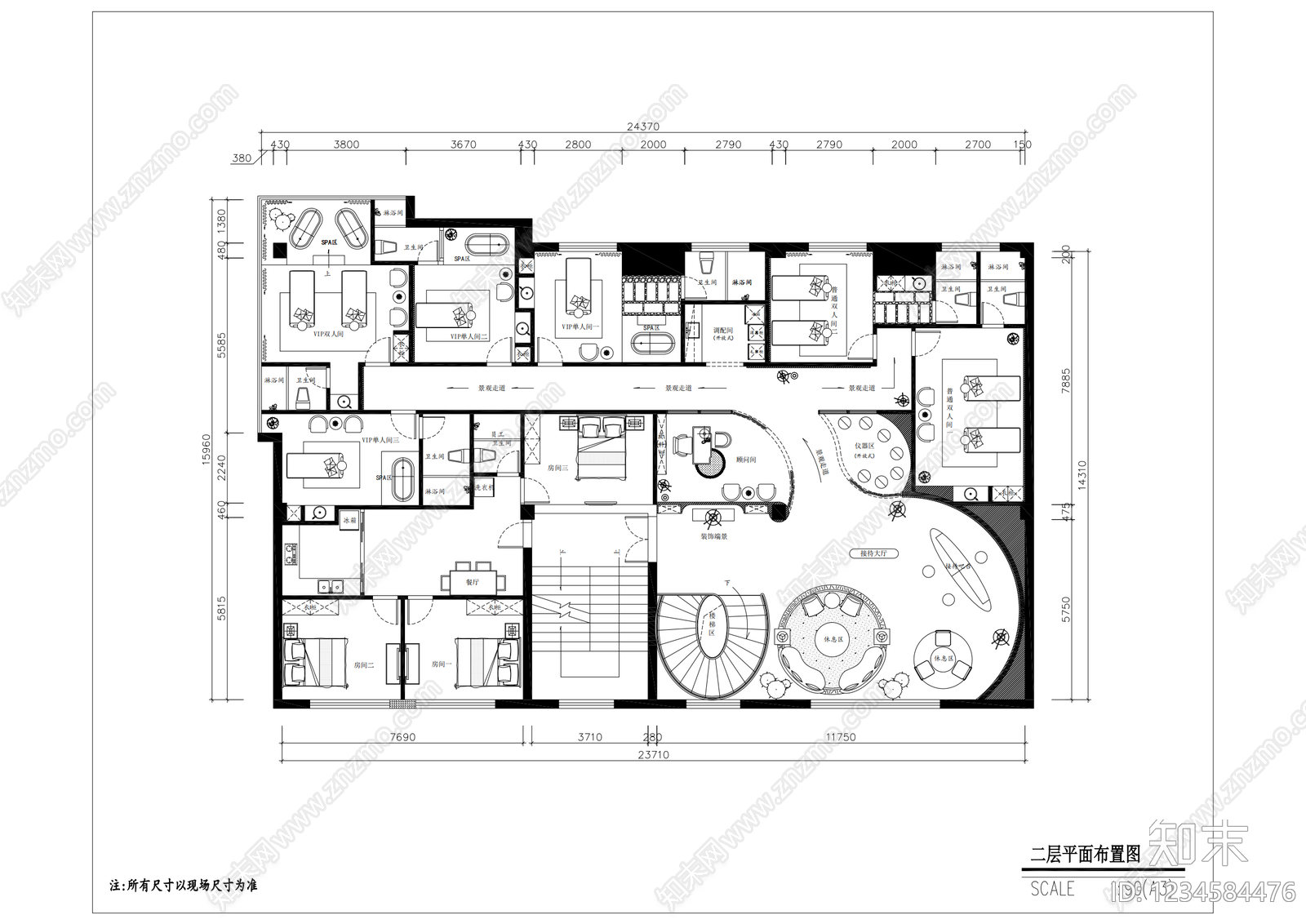 美容院cad施工图下载【ID:1234584476】