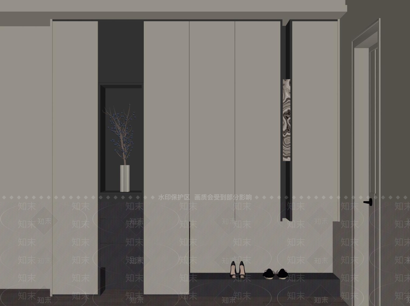 意式极简玄关柜SU模型下载【ID:1234584570】