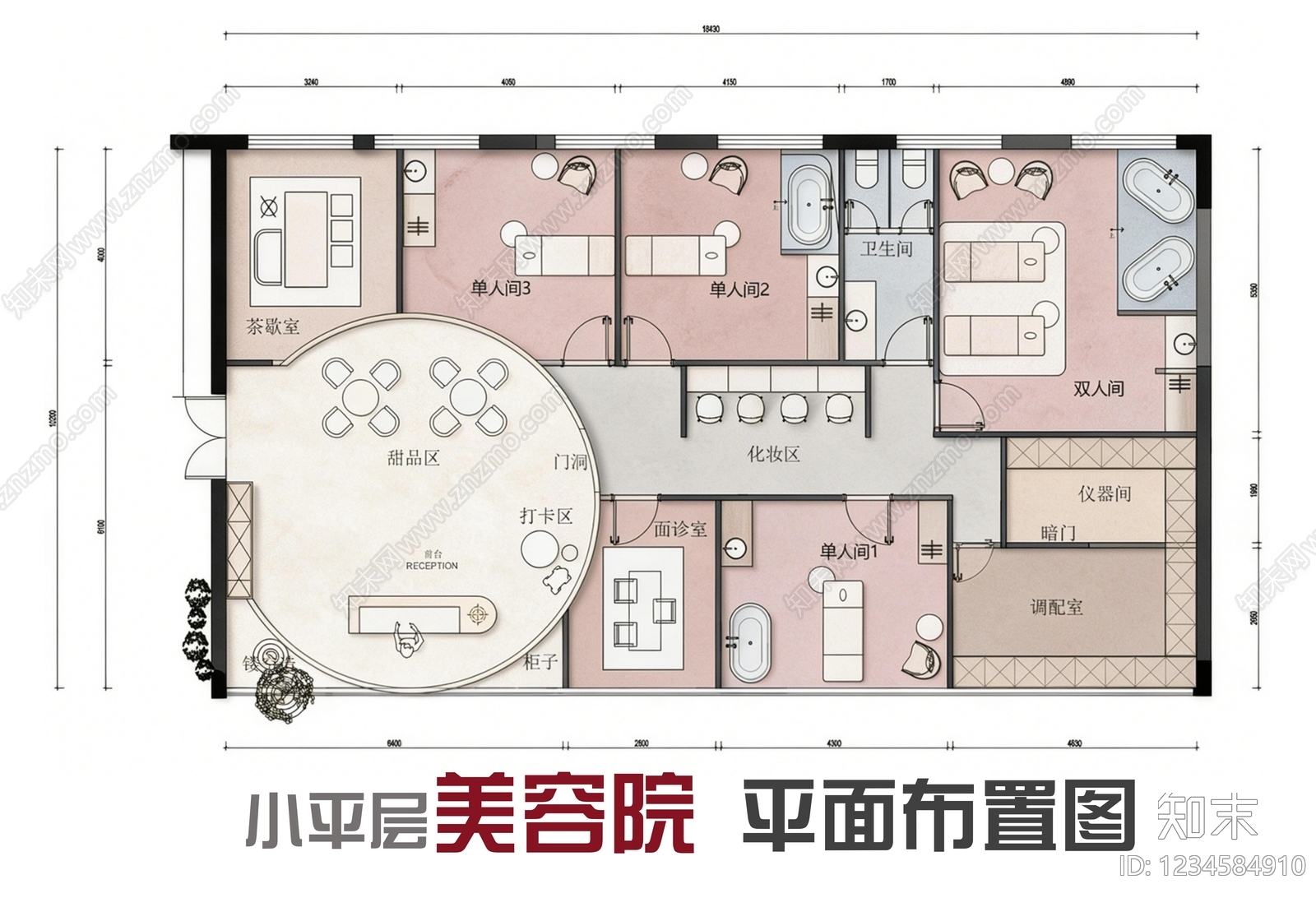 美容院cad施工图下载【ID:1234584910】