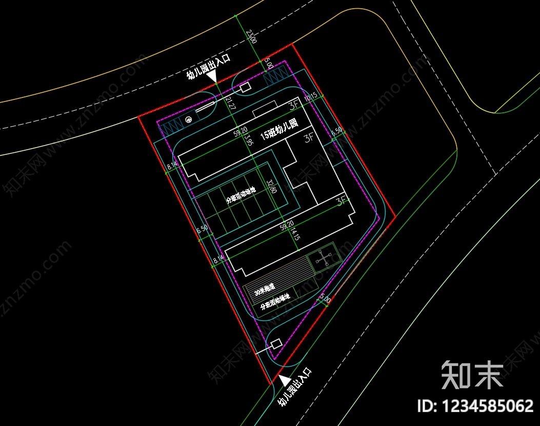 幼儿园建筑cad施工图下载【ID:1234585062】