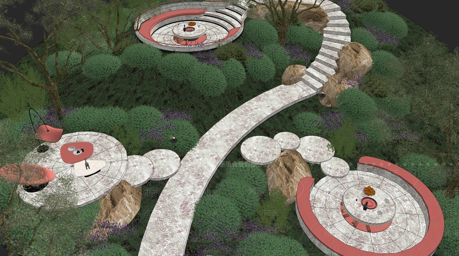 现代休憩花园SU模型下载【ID:1234588367】