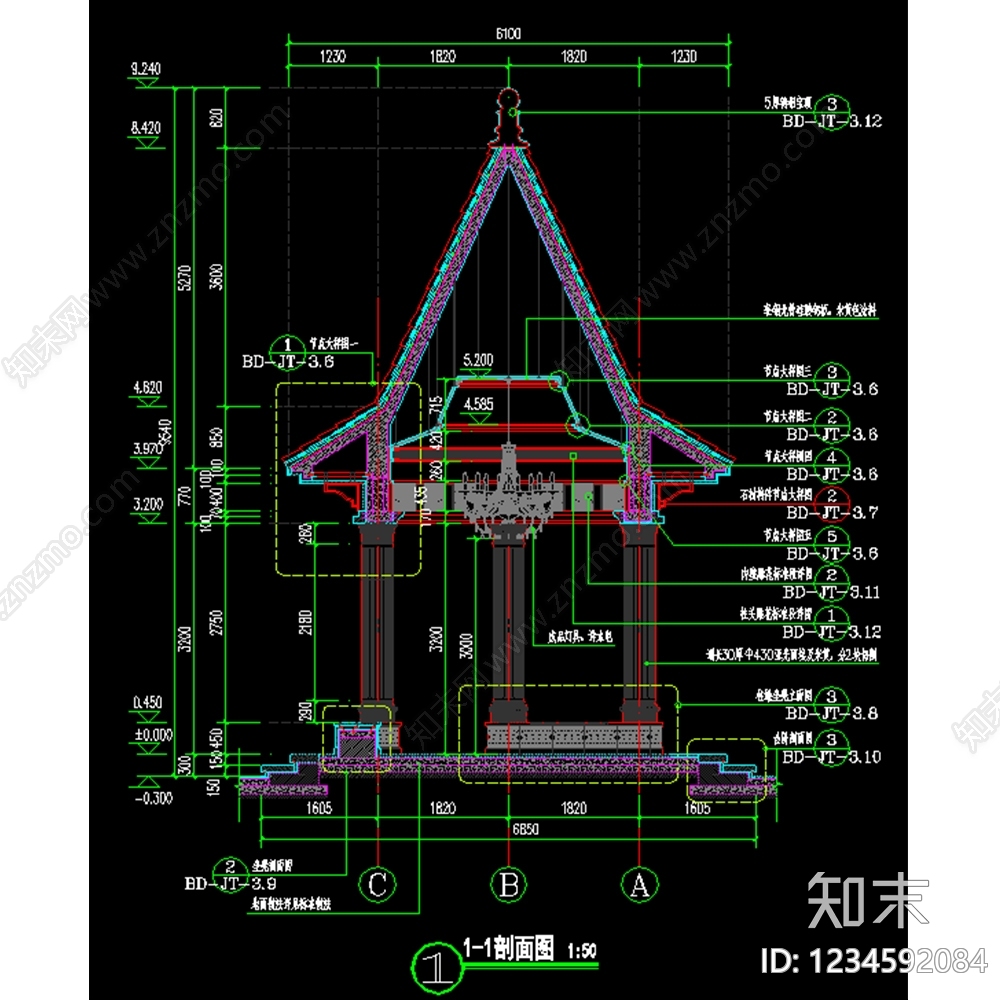 亭子cad施工图下载【ID:1234592084】