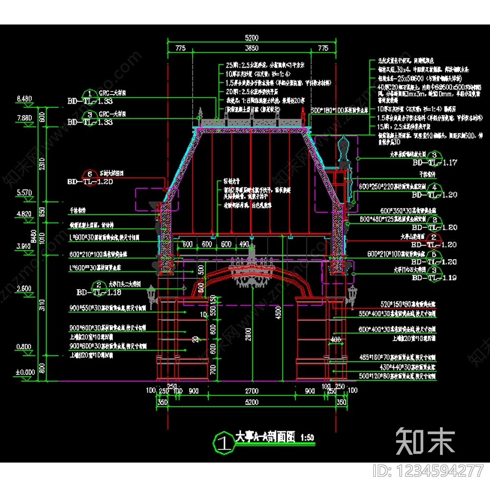 亭子cad施工图下载【ID:1234594277】