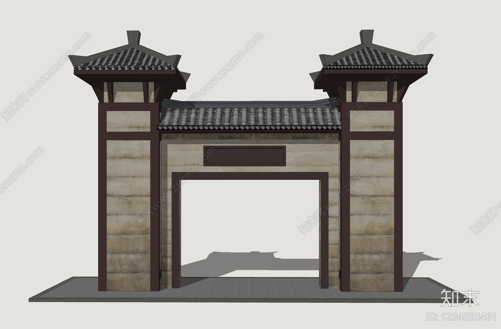 中式古建牌坊牌楼SU模型下载【ID:1234595461】