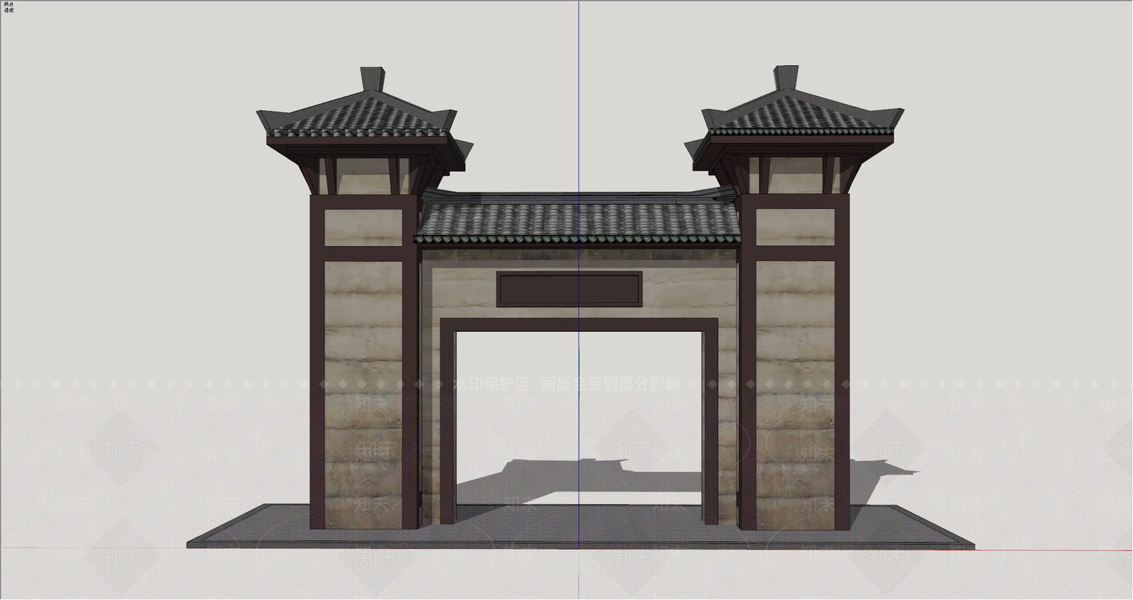中式古建牌坊牌楼SU模型下载【ID:1234595461】