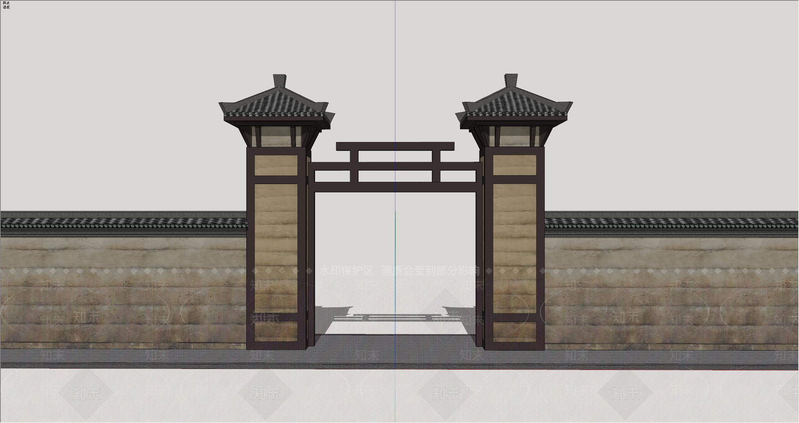 中式入口大门SU模型下载【ID:1234595631】