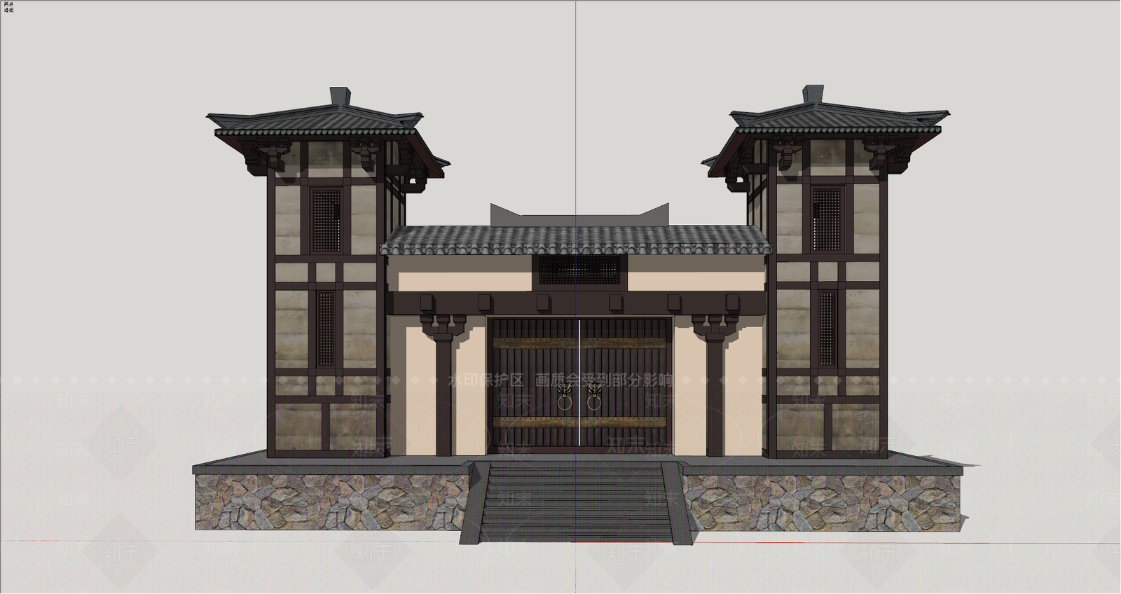 中式古建古建筑SU模型下载【ID:1234595814】