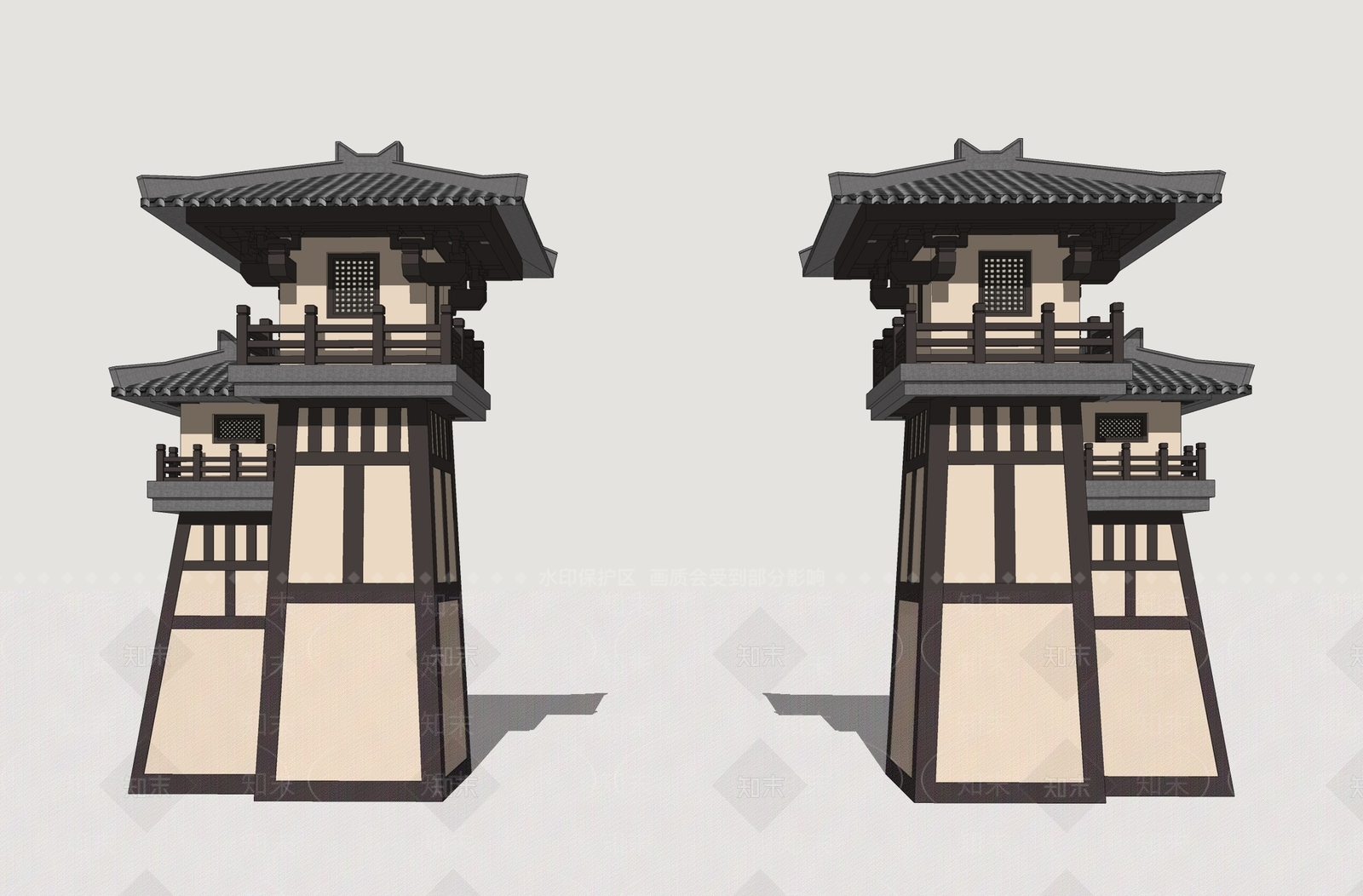 中式古建古建筑SU模型下载【ID:1234596762】