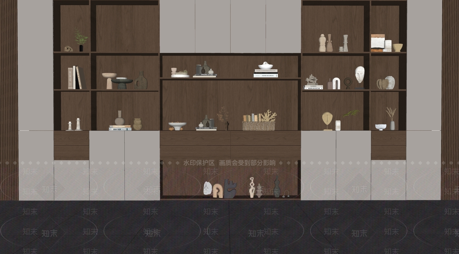 现代简约书柜SU模型下载【ID:1234597331】