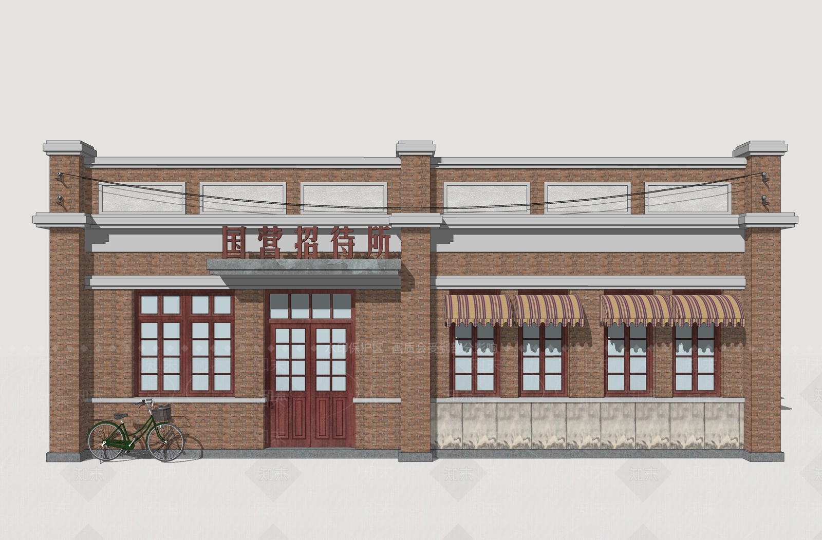 复古酒店建筑SU模型下载【ID:1234599261】