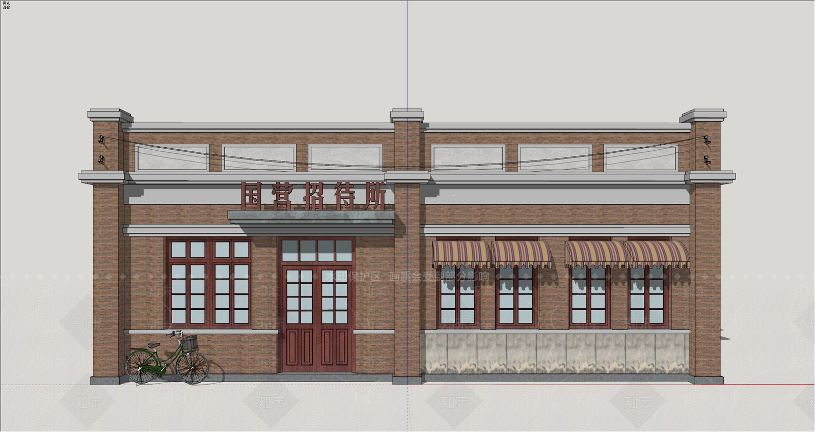复古酒店建筑SU模型下载【ID:1234599261】