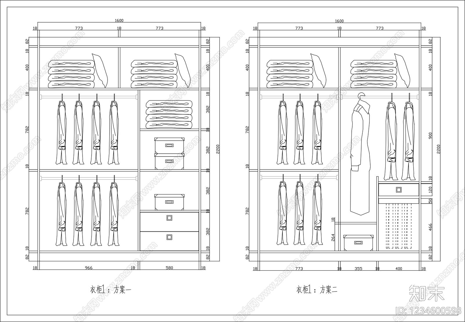柜子cad施工图下载【ID:1234600598】