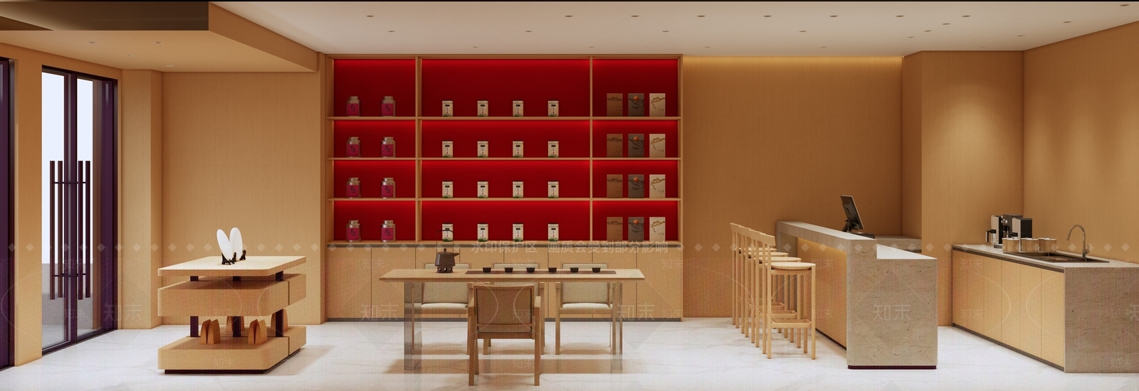 原木风茶叶店SU模型下载【ID:1234600825】