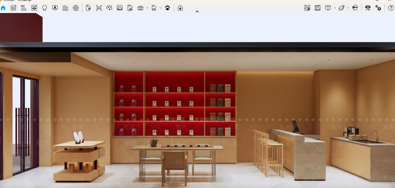 原木风茶叶店SU模型下载【ID:1234600825】
