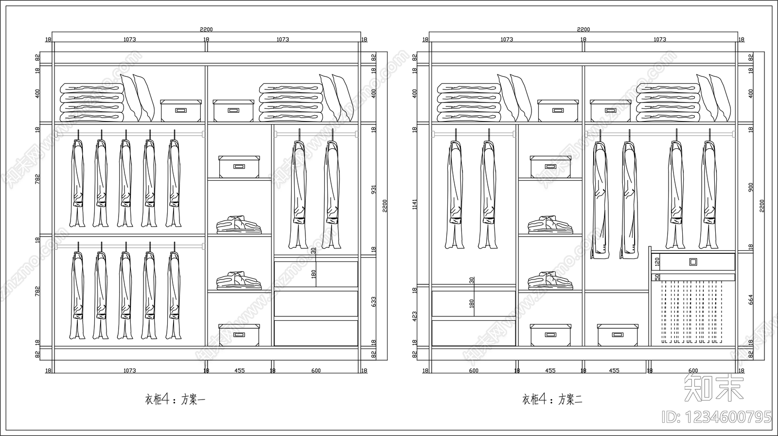 柜子cad施工图下载【ID:1234600795】