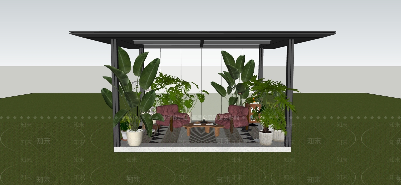 中古风雨棚SU模型下载【ID:1234601576】