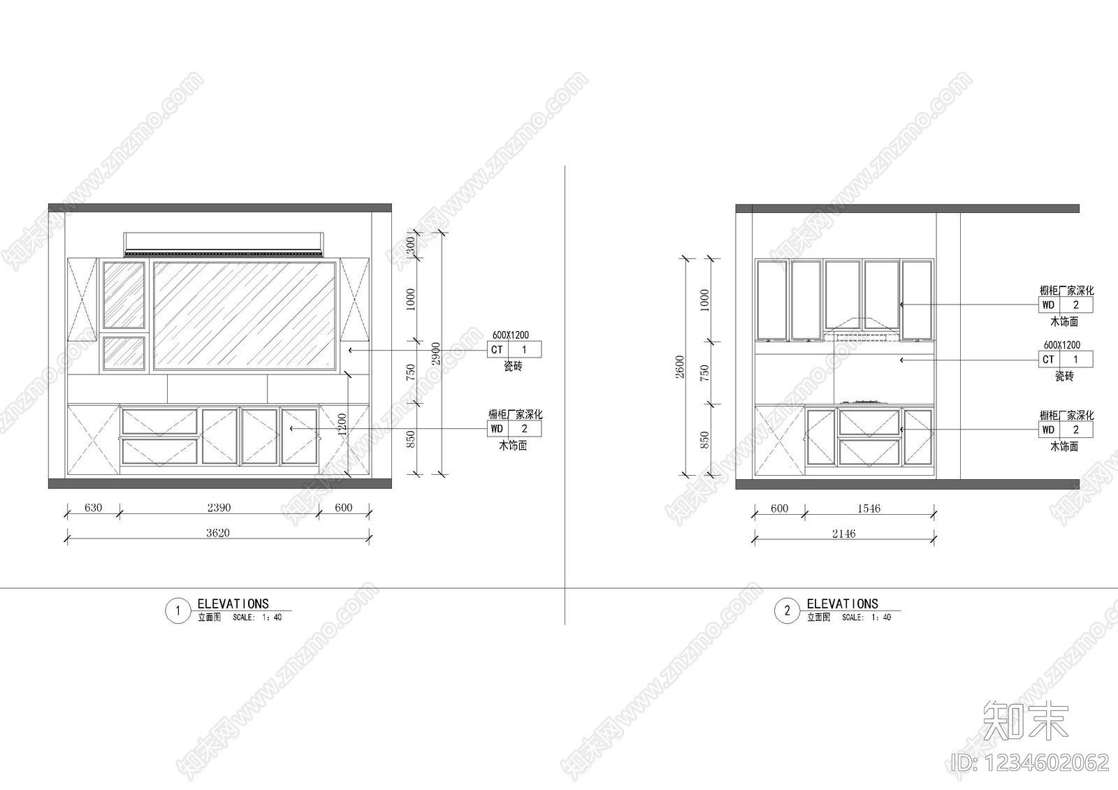 家装立面图cad施工图下载【ID:1234602062】