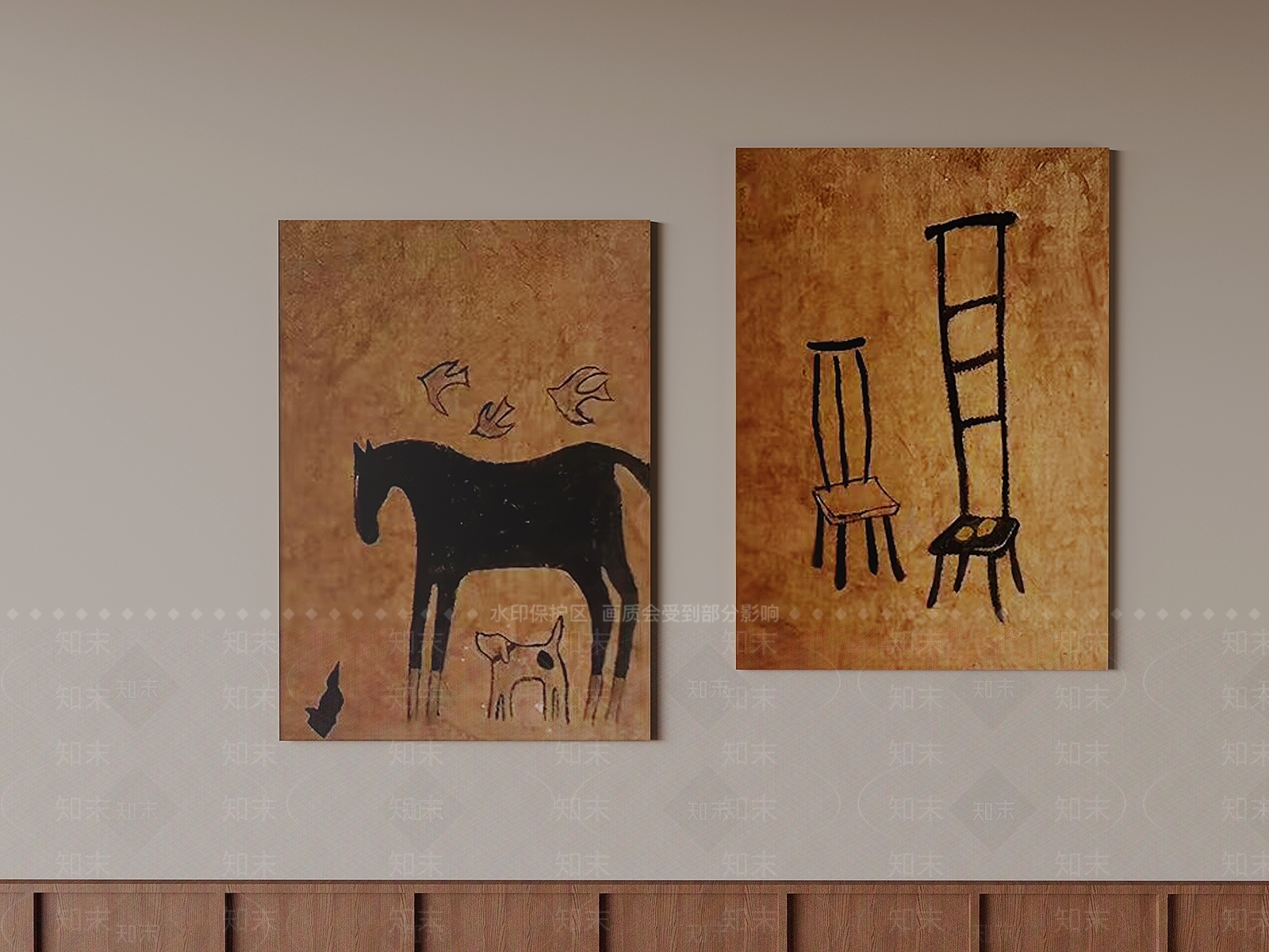 中古风挂画组合SU模型下载【ID:1234604606】