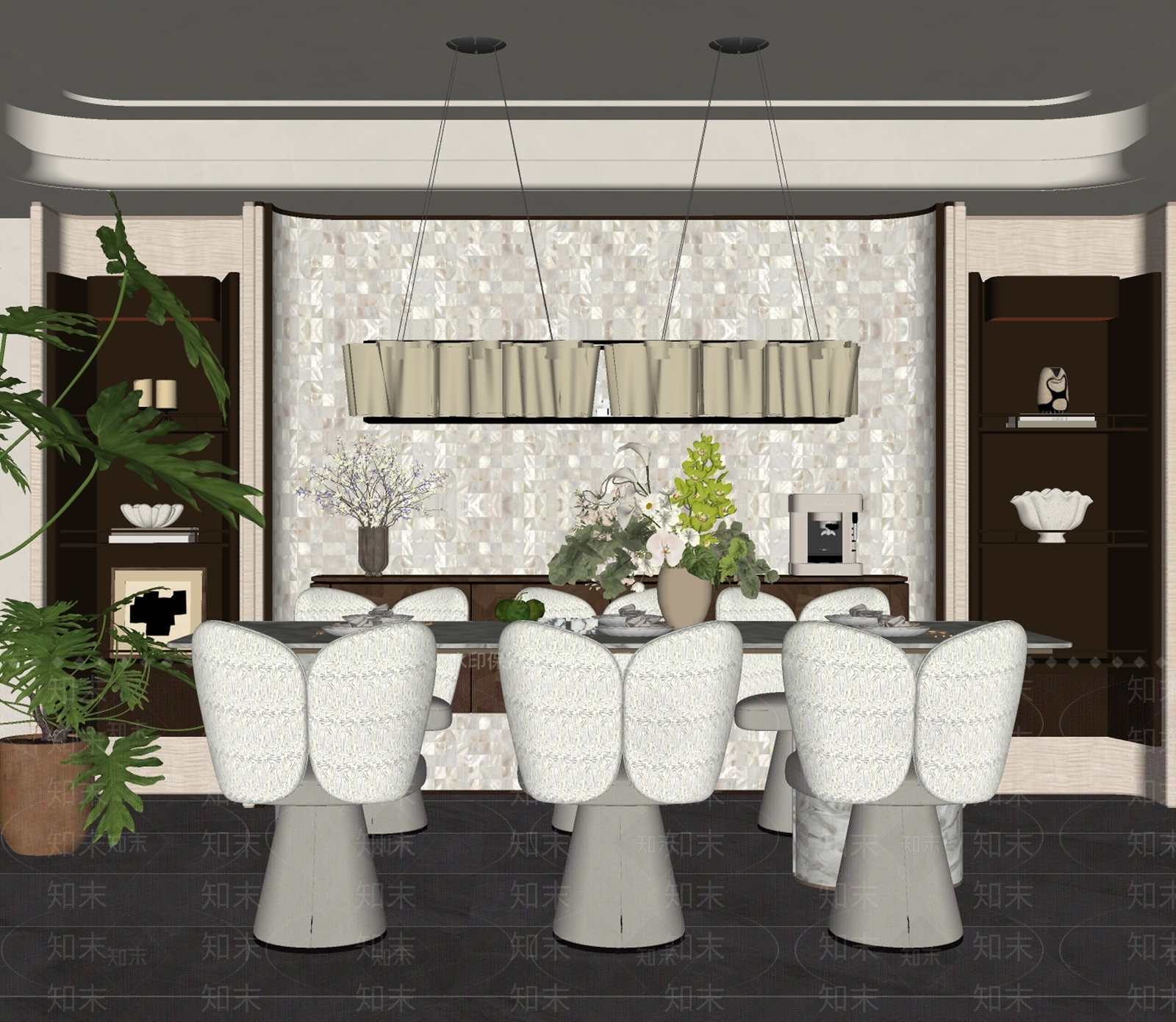 轻奢家居餐厅SU模型下载【ID:1234605518】