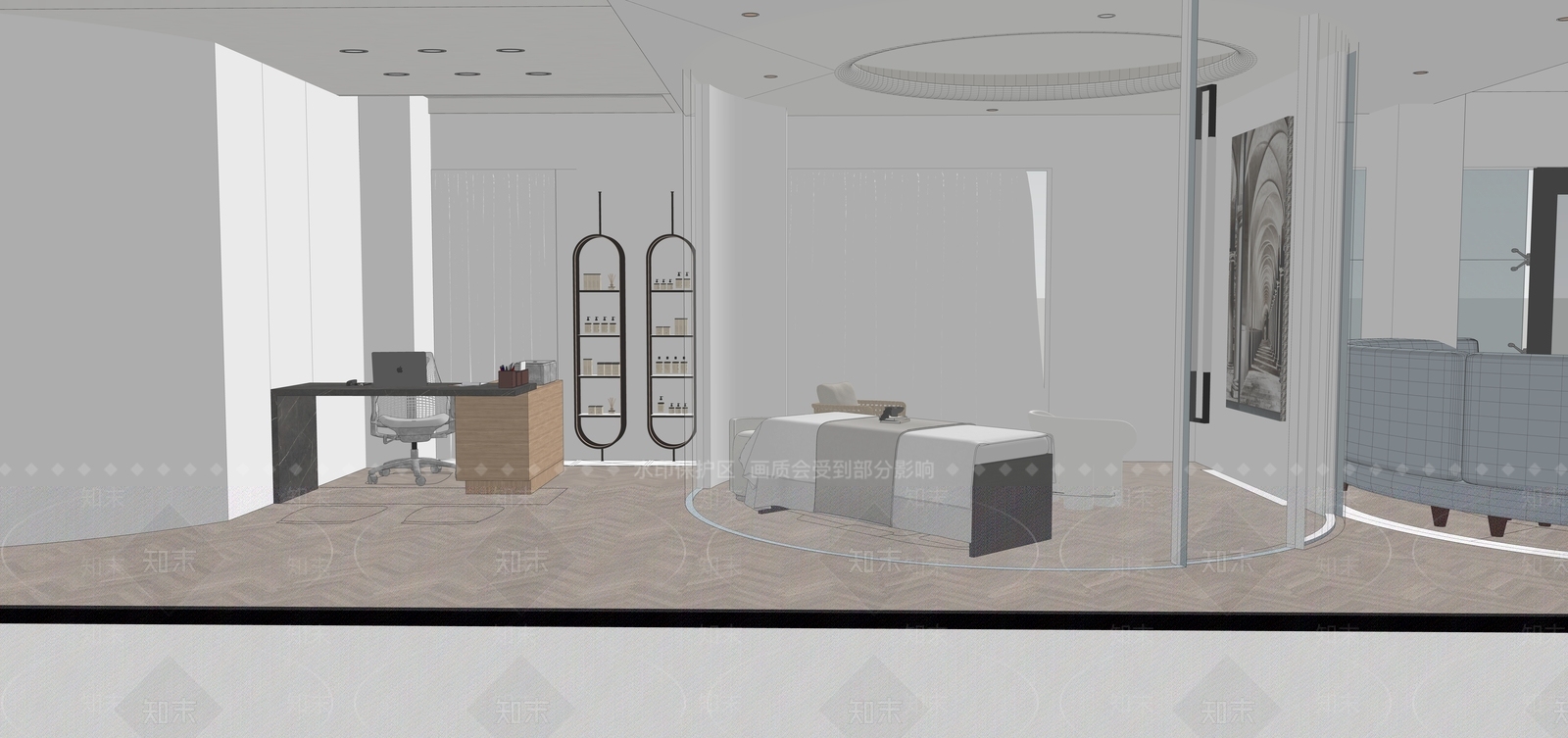 现代简约理发店SU模型下载【ID:1234604967】