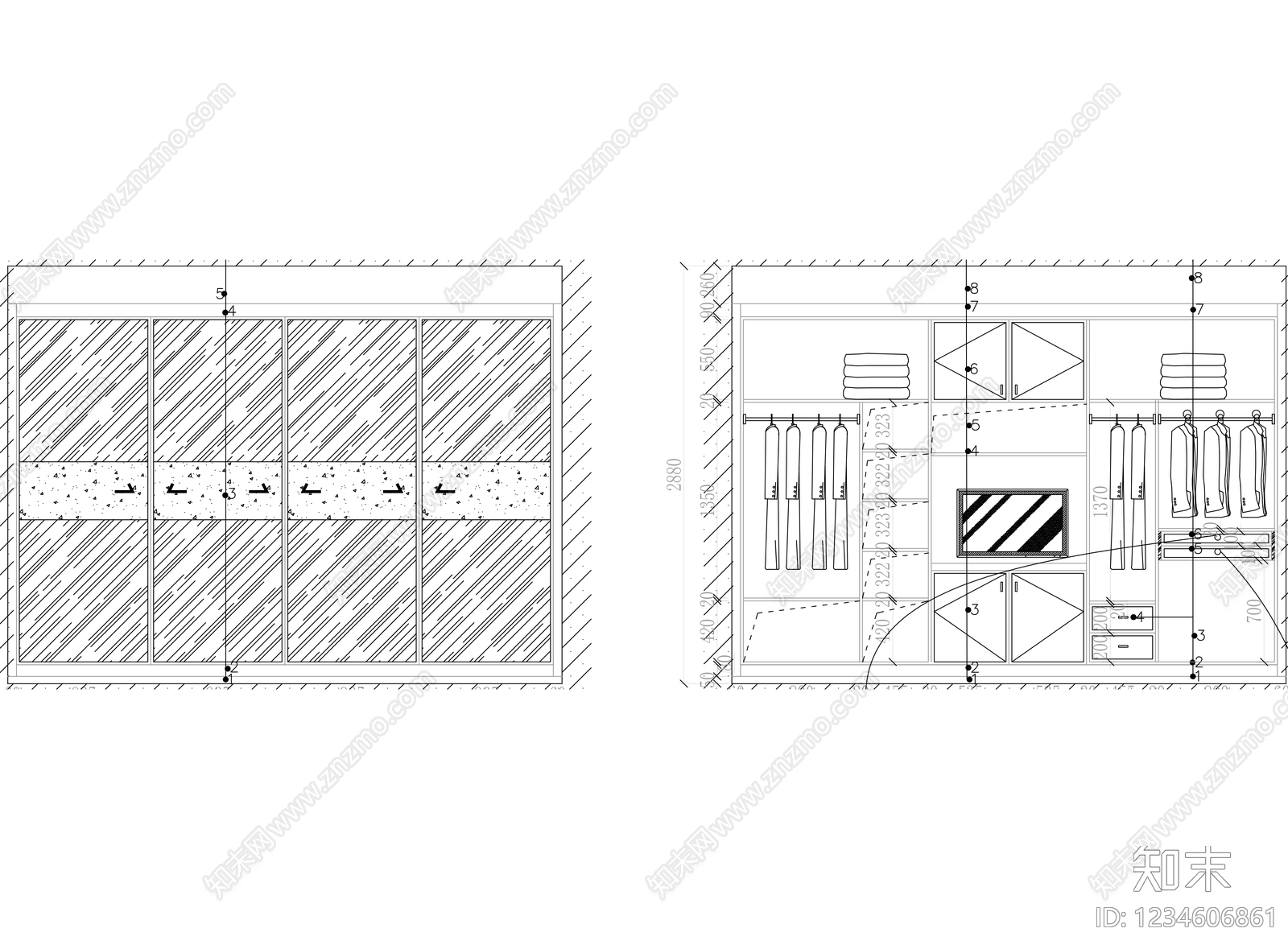 柜子cad施工图下载【ID:1234606861】