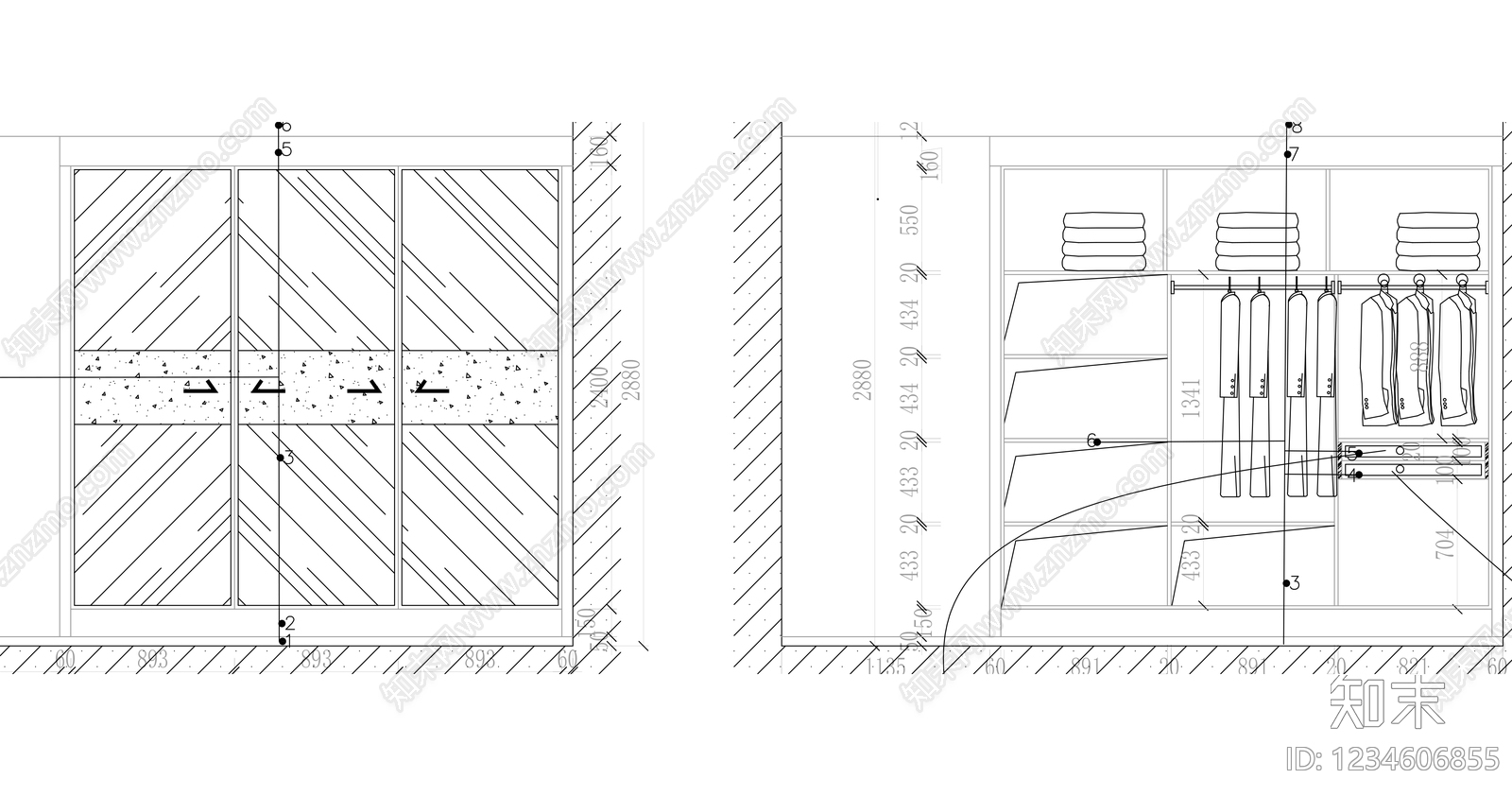 柜子cad施工图下载【ID:1234606855】