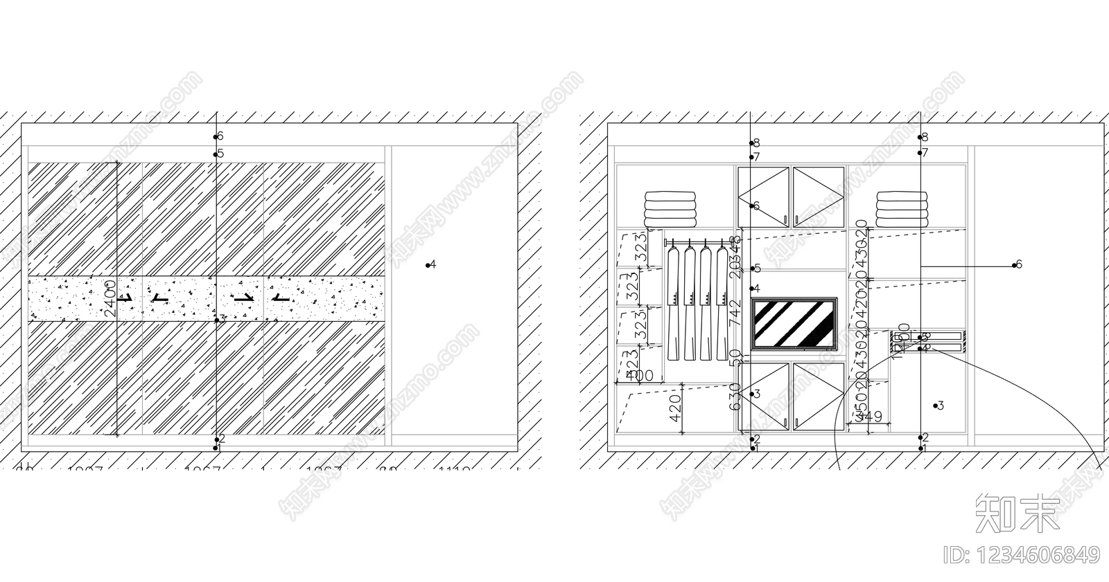 柜子cad施工图下载【ID:1234606849】
