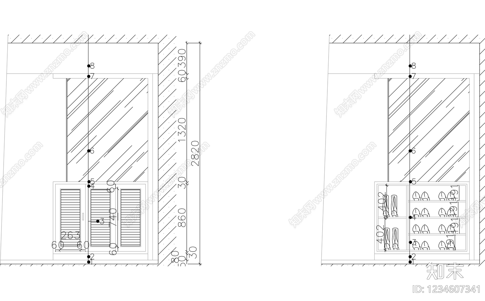 柜子cad施工图下载【ID:1234607341】