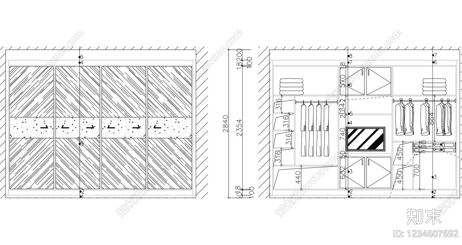 柜子cad施工图下载【ID:1234607692】