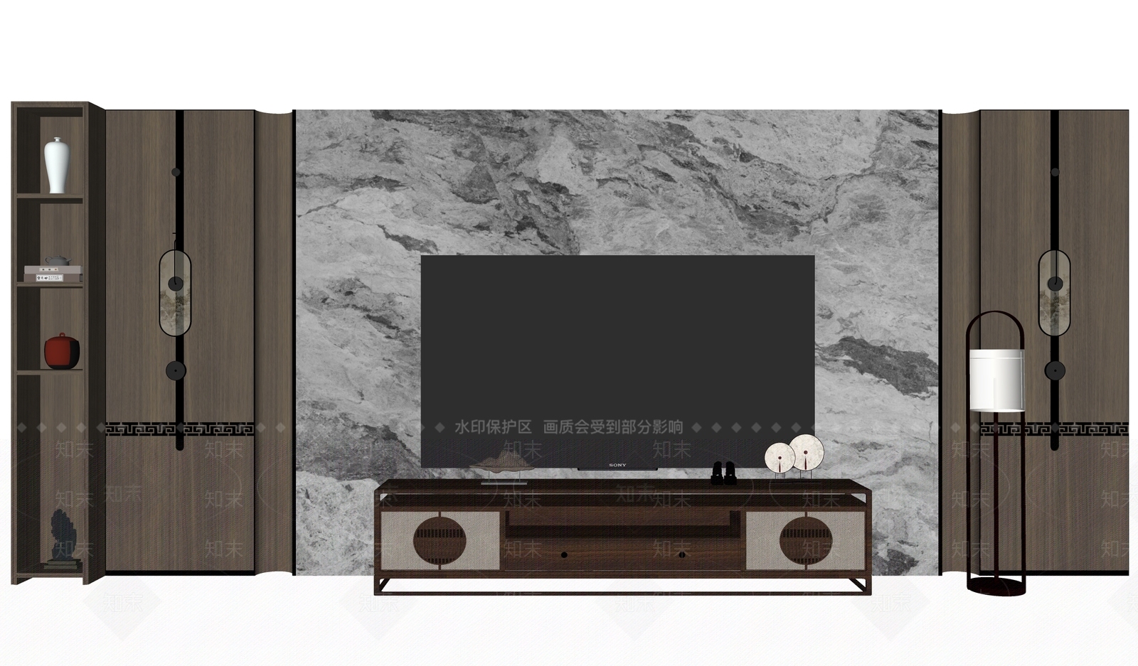 新中式家居客厅SU模型下载【ID:1234607782】