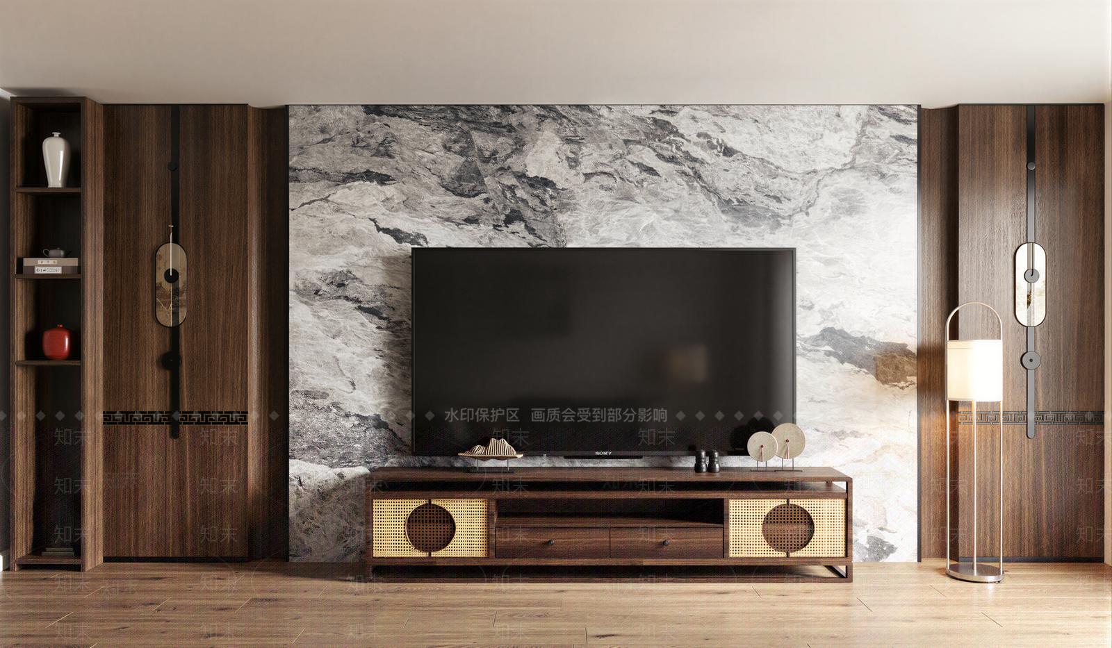 新中式家居客厅SU模型下载【ID:1234607782】