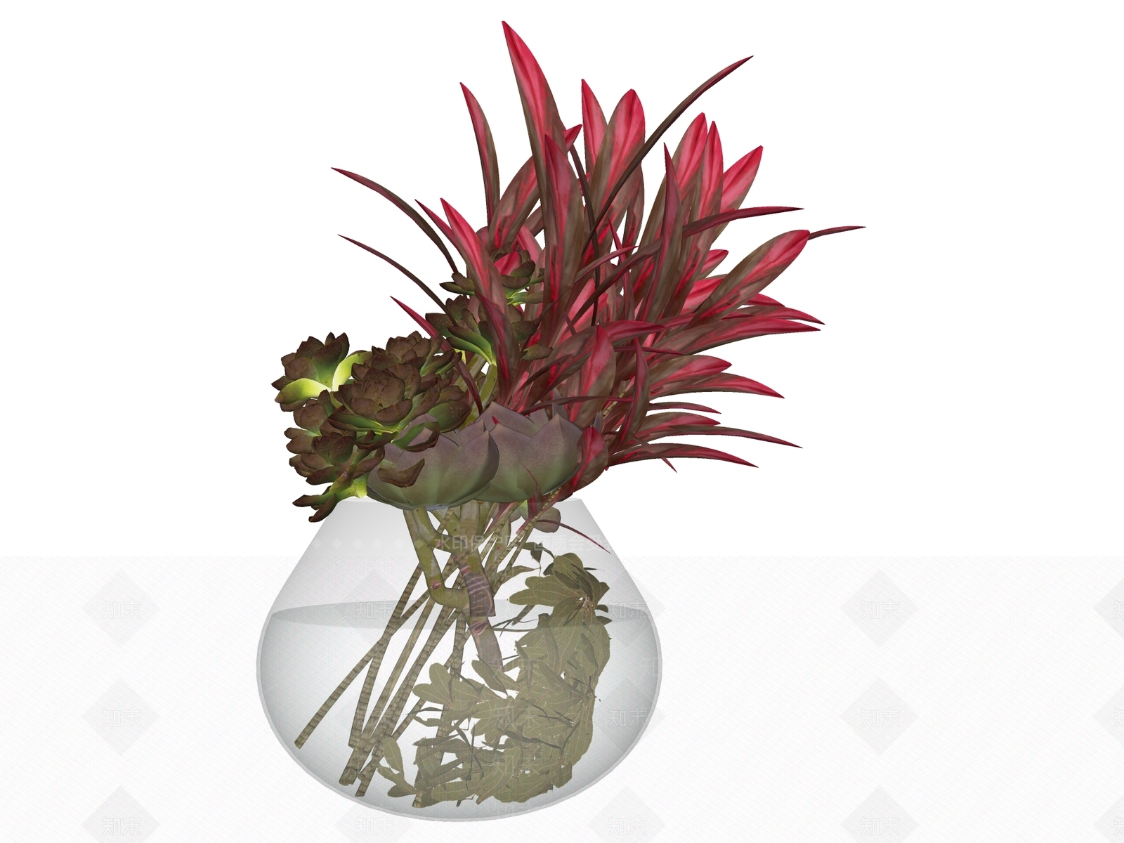 现代植物组合SU模型下载【ID:1234608295】