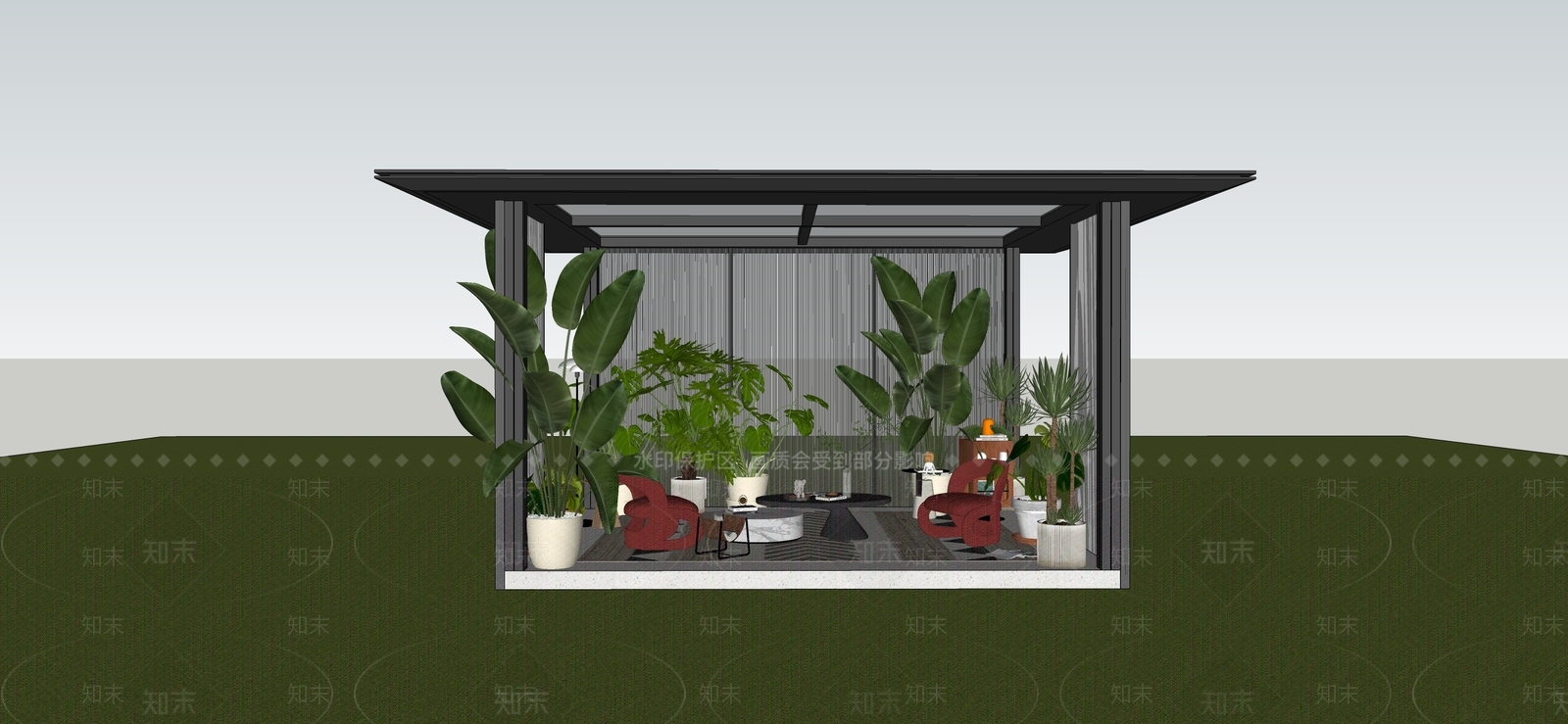 现代简约廊架SU模型下载【ID:1234608761】