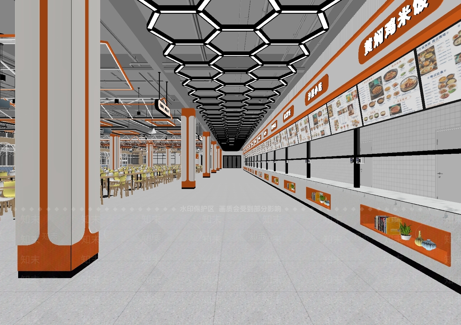 现代学生食堂3D模型下载【ID:1234609737】