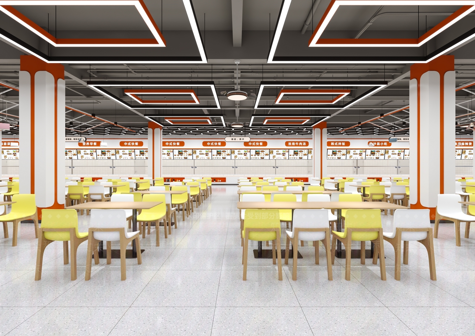 现代学生食堂3D模型下载【ID:1234609737】