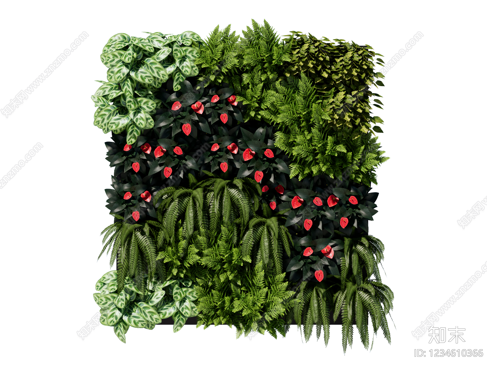 现代绿植墙SU模型草图