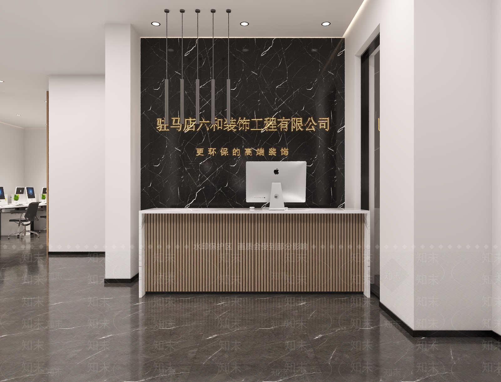 现代简约办公大厅3D模型下载【ID:1234611454】