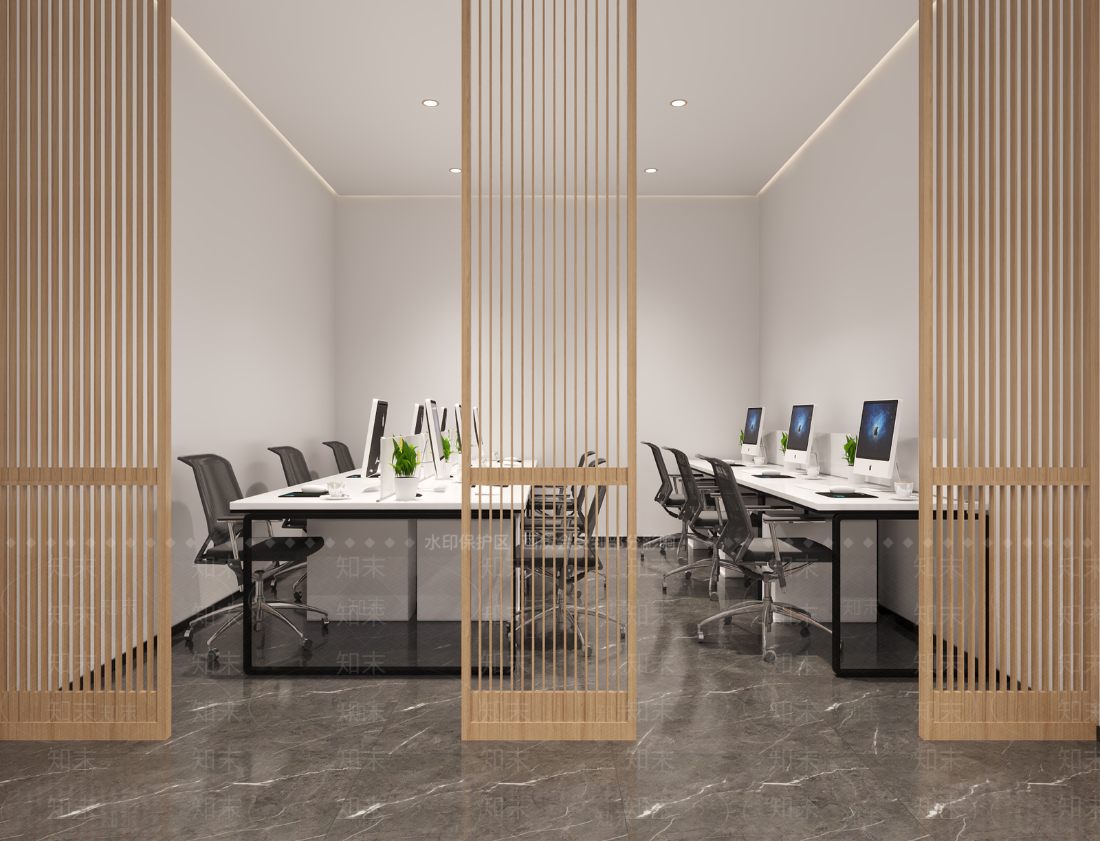 现代简约办公大厅3D模型下载【ID:1234611454】