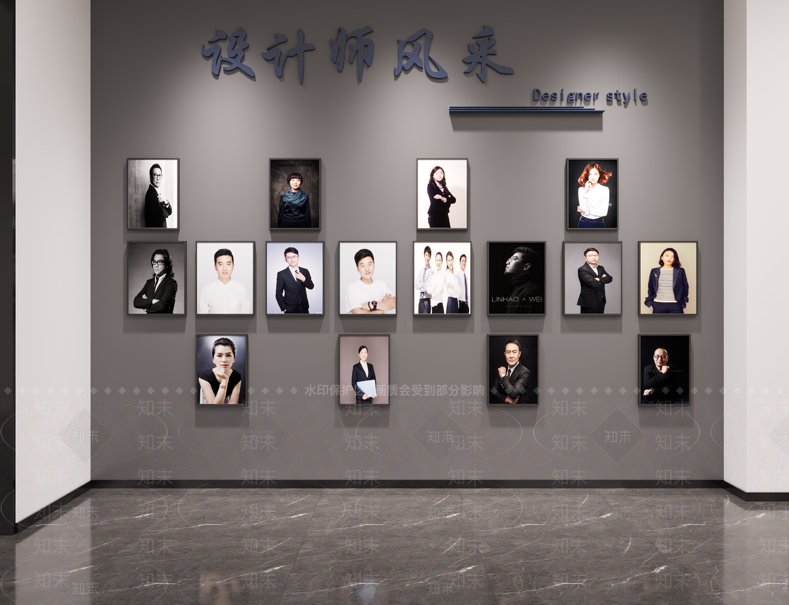 现代简约办公大厅3D模型下载【ID:1234611454】