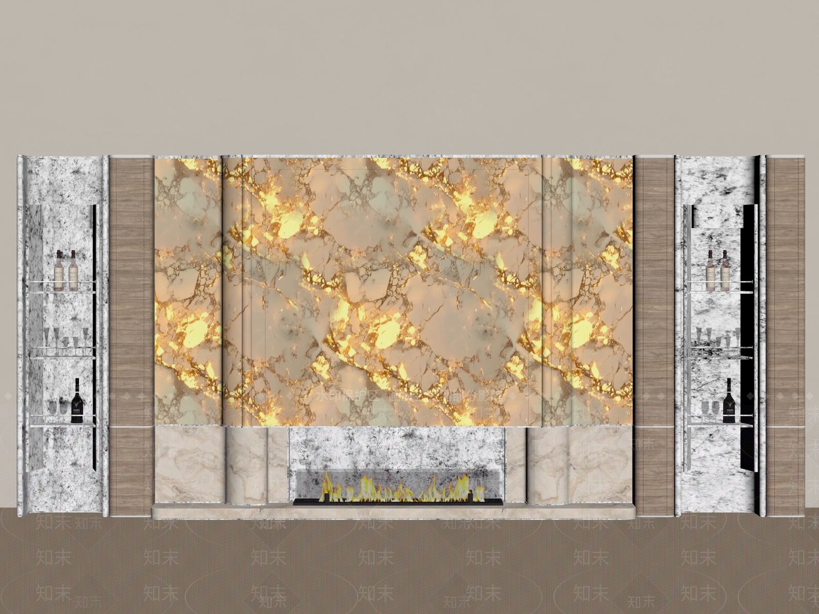 轻奢电视背景墙3D模型下载【ID:1234611258】